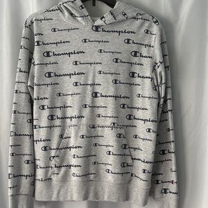 Youth XL Champion All-Over Print Gray Hoodie